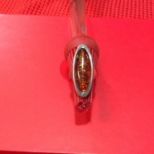 9.25 SILVER & COGNAC AMBER RING